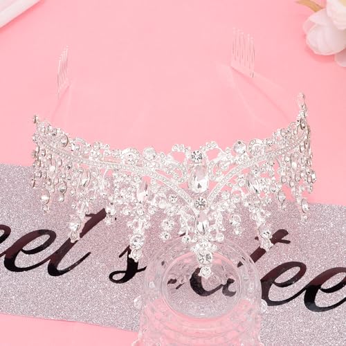Sweet 16 Birthday Sash and Tiara Set - Crystal Crown for 16th Party