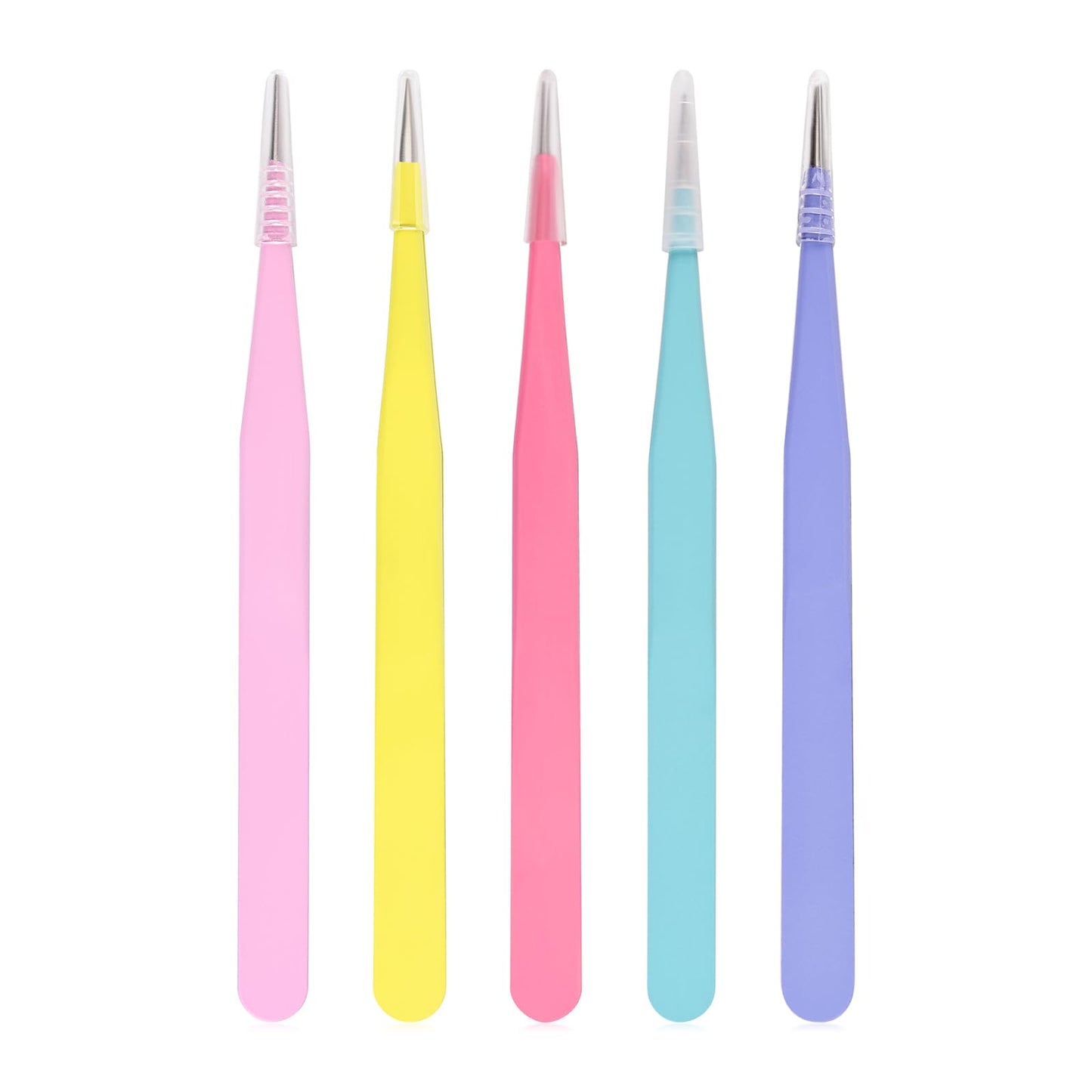 siyuwuro 2Pcs High Precision Stainless Steel Tweezers Set Straight and Curved Tip Eyelash Tweezers Kit Nippers for Eyelash Extensions, Nail Art, DIY Crafts, Jewelry-Making, Model (Lake Blue)