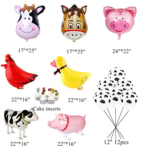 43pcs Farm Animal Balloons Set - Cow, Chicken, Duck, Pig Decorations