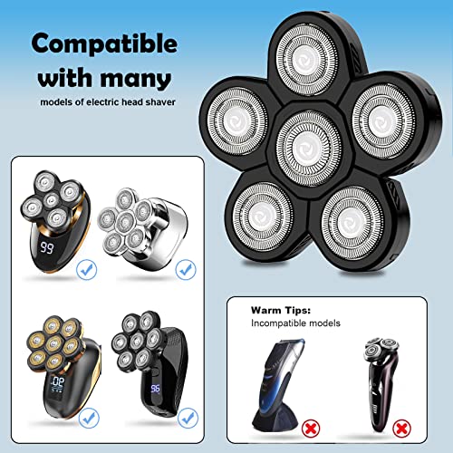 6D Electric Shaver Replacement Heads - 6-Blade Rotary Head Attachment