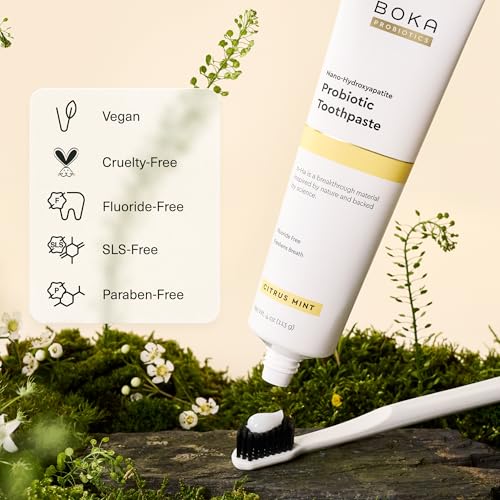 Boka Probiotic Fluoride-Free Toothpaste Citrus Mint 4oz | Supports Enamel & Oral Microbiome