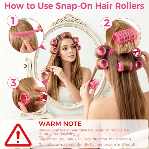 Mindow 13 Pcs No Heat Hair Rollers Set - 1.4 Inch Large Purple Curlers
