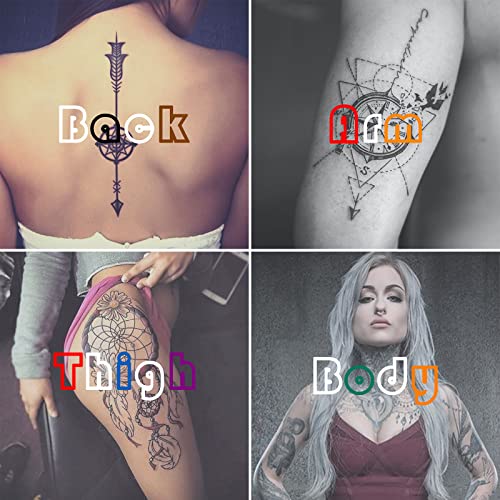 NewCraft Colorful Temporary Tattoo & Stencil Kit - 7 Ink Colors & 103 Patterns, Includes Pen, Reusable for DIY Body Art