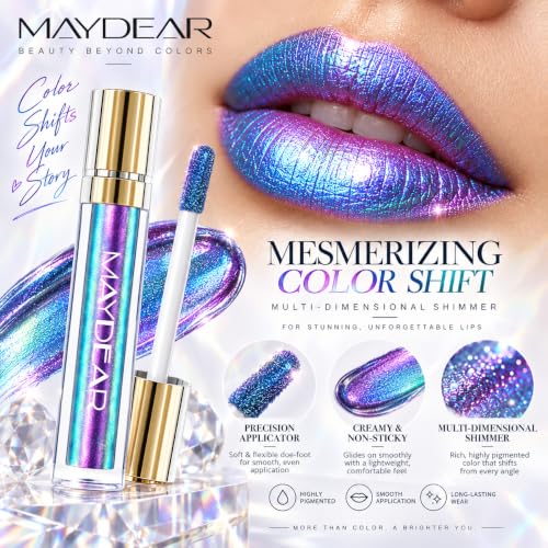 Maydear Chameleon Lipstick #4 - High Pigment Metallic Rainbow Lip Gloss