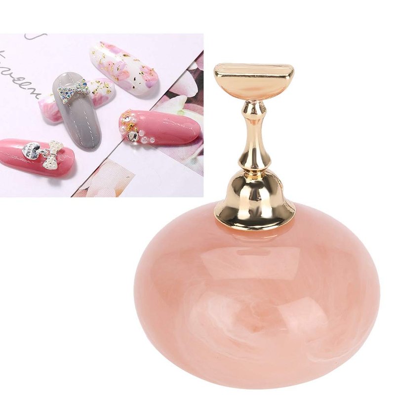 Manicure Display Stand with Magnetic Golden Base, Nail Art Tip Holder for Practice & Display, Practical Nail Accessories