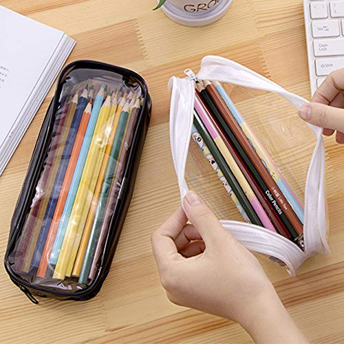 2-Pack Clear PVC Zipper Pencil Case - Cosmetic & Travel Bag