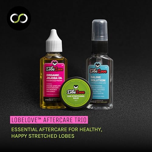 Ear Stretching Aftercare Kit - Balm, Organic Jojoba Oil & Saline Spray for Piercings