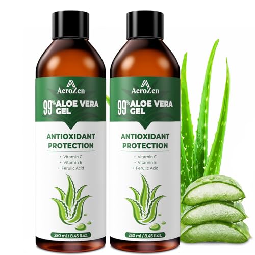 Aero Zen 99% Natural Aloe Vera Gel 8.45 Fl Oz Pack of 2 - Hydrating & Soothing