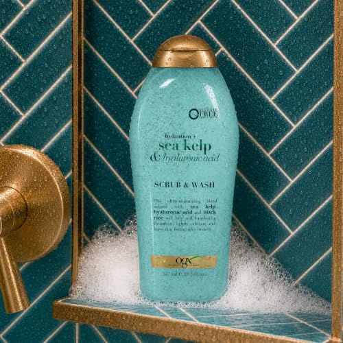 OGX Hydration Body Scrub & Wash with Sea Kelp & Hyaluronic Acid – 19.5 Fl Oz