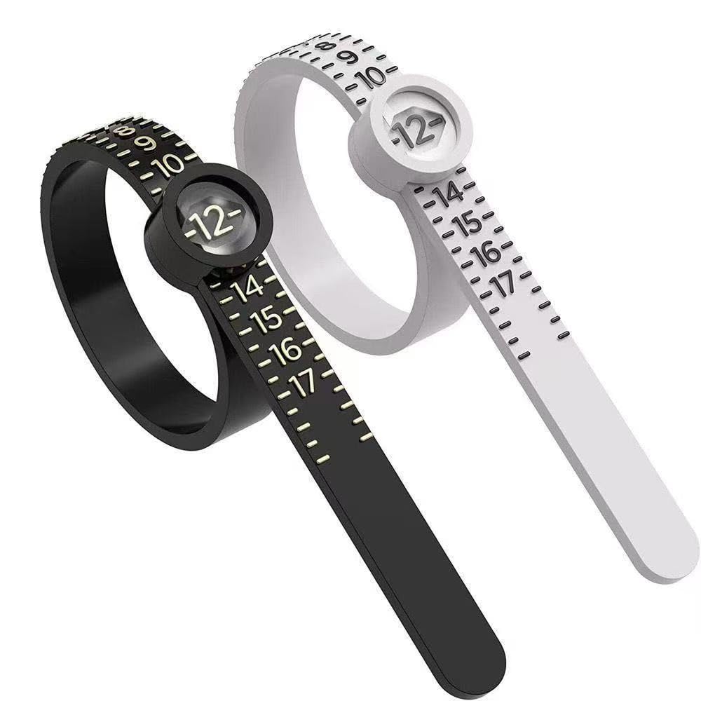1 pcs Soft Ring Sizer Measuring Tool, Reusable Plastic Finger Size Measuring Tape with Magnified Glass, Clear and Accurate Jewelry Sizing Making Tool 1-17 USA Rings Sizer Tool