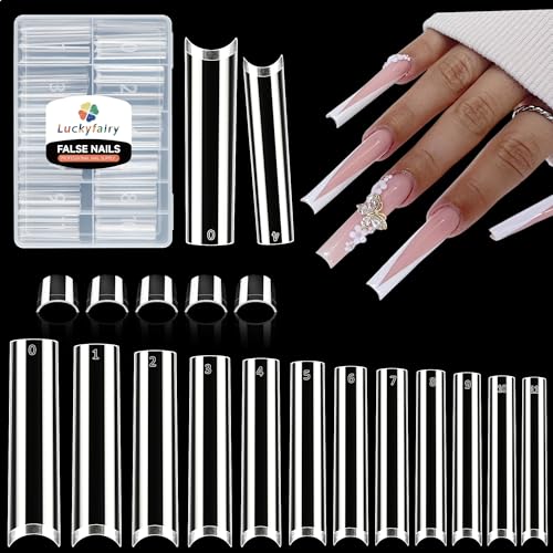 Luckyfairy 3XL Long Square Nail Tips - 240pcs Soft Gel Press-On