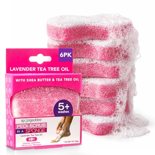 Spongeables Lavender Foot Exfoliating Scrub Sponge - 6 Count