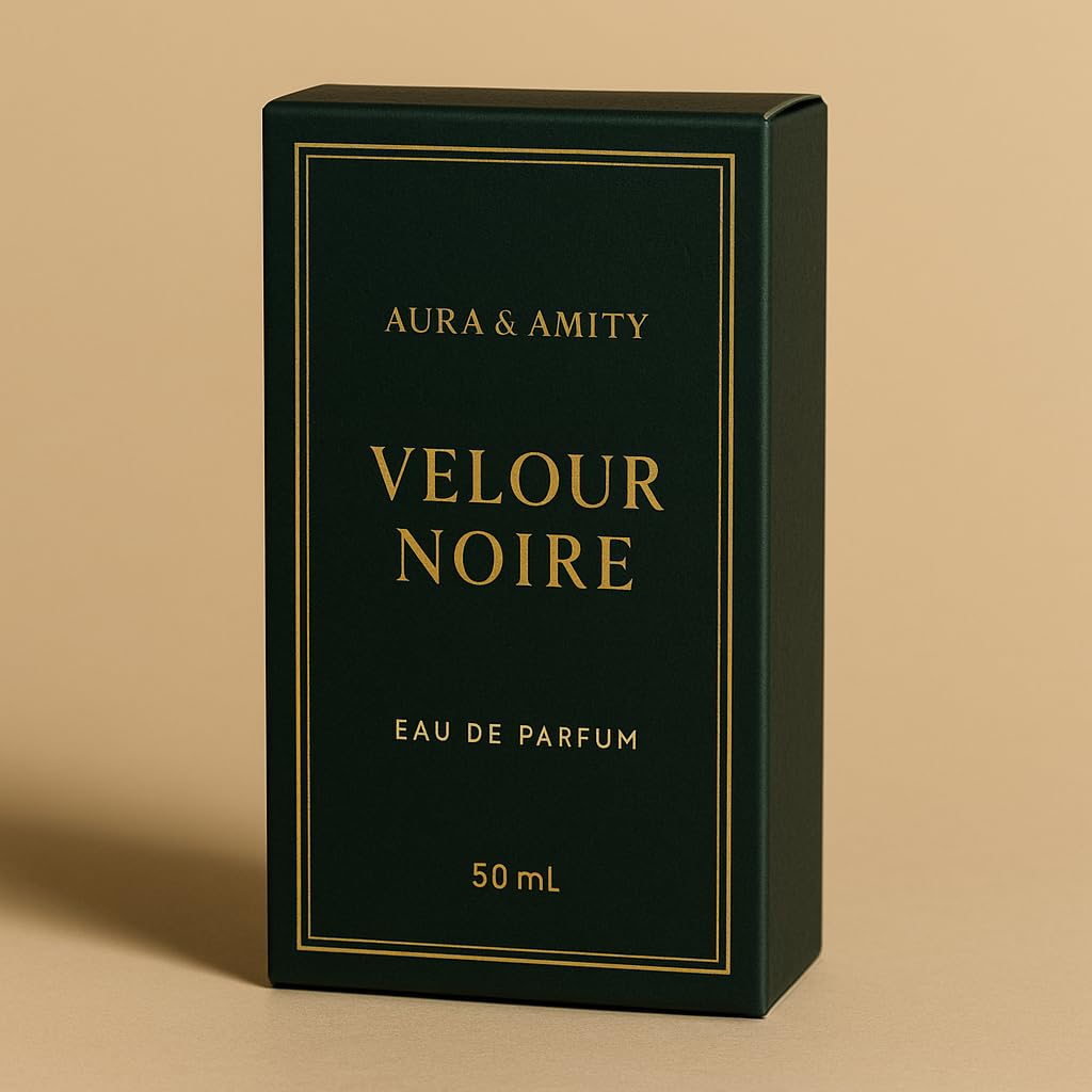 Aura & Amity Velour Noire Eau de Parfum for Women - Elegant Woody Floral Amber Scent | 50 ml Handcrafted Fragrance