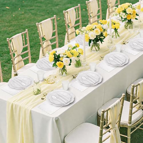 175 Pcs White Party Supplies Set for 25 Guests - Plates, Napkins & Cutlery