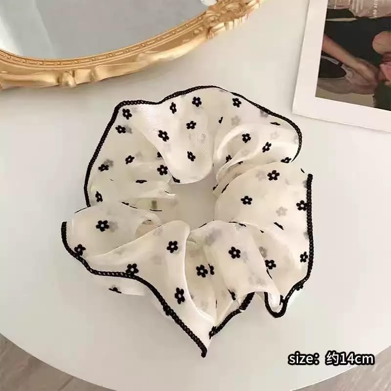 Chiffon Hair Scrunchies Set - 6 Soft Ponytail Holders for Thick Curly Hair | No Damage Hair Ties
