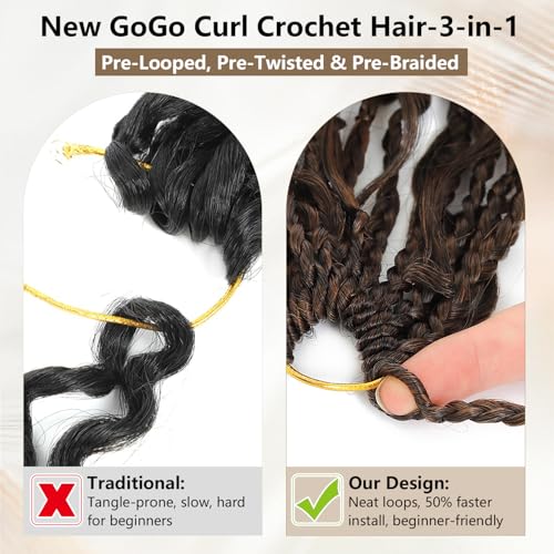 GoGo Curl Crochet Hair 10" Short Beach Curls - 8 Packs (#1B/30)