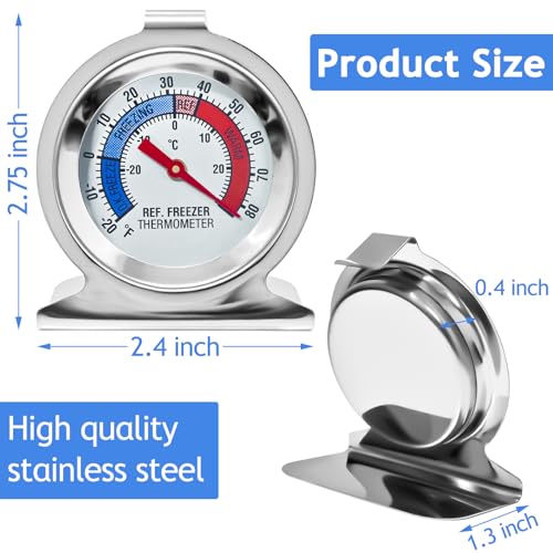 4-Pack Refrigerator Thermometers with Large Dial -30°C to 30°C