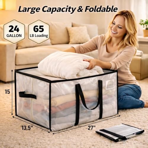 Extra Large 90L Comforter Storage Bags with Zipper & Handles