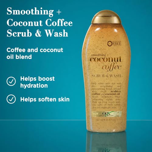 OGX Coconut Coffee Body Scrub & Wash 2-Pack - Hydrating Exfoliating Body Care