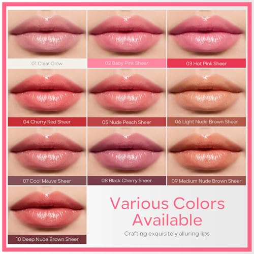 FREEORR Cherry Red Sheer Hydrating Lip Balm with Hyaluronic Acid, Moisturizing Shine, 24HR Softening