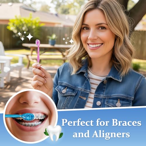 FAWROT 30 Pack 5-in-1 Mini Travel Toothbrush with Bead, Floss & Tongue Scraper