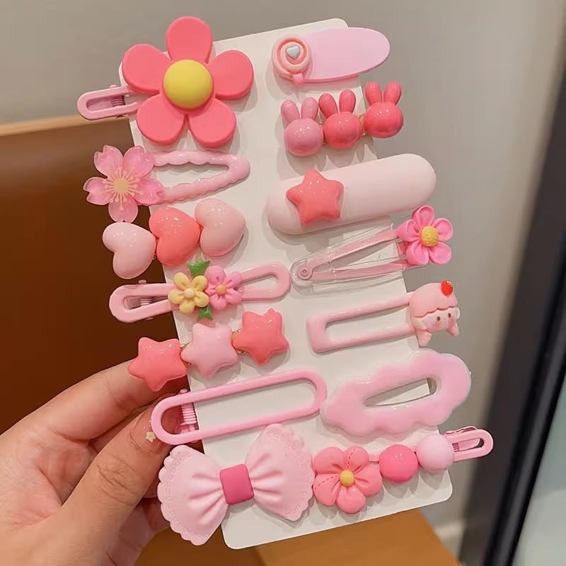 Elastic Hair Ties for Girls - 889 Pcs Colorful Rubber Bands Set with 14 Cute Hair Clips | Ponytail Holders