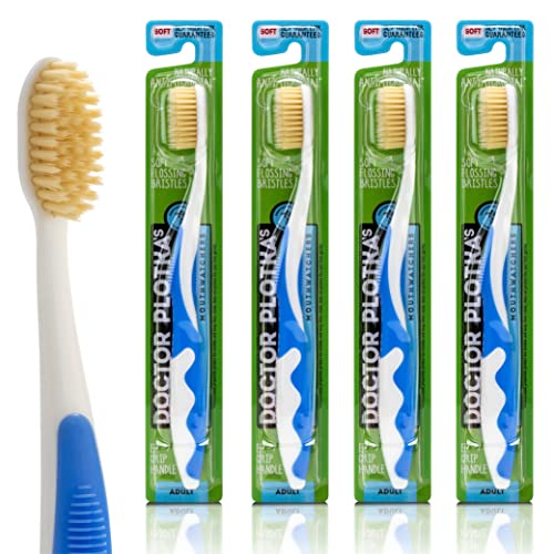 MOUTHWATCHERS Soft Flossing Manual Toothbrush Adults Blue 4-Pack