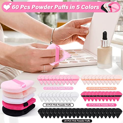 Caffox 60pcs Triangle Makeup Powder Puffs for Face & Eyes