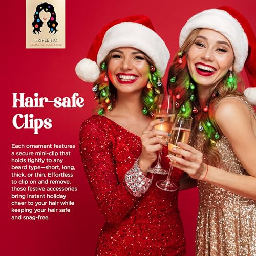 Light-Up Christmas Hair Accessories Set - Colorful Holiday Hair Baubles & Clips for Women