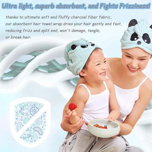 iNelihoo Pink Fox Kids Hair Towel Wrap - Absorbent, Quick-Dry Turban for Girls 0-9