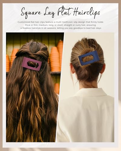 Mesovor Morandi Matte Flat Claw Hair Clips for Women – Durable Non-Slip Hair Accessories (6 Pack)