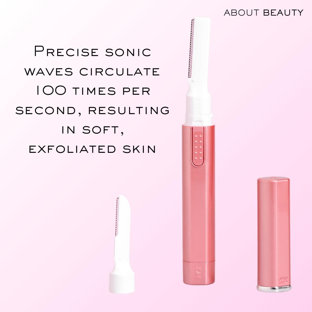 About Face Sonic Beauty Wand - Electric Facial Hair Remover and Bonus Eyebrow Shaper, Ideal for Shaving, Exfoliating and Brow Shaping, Epilator for Men & Women