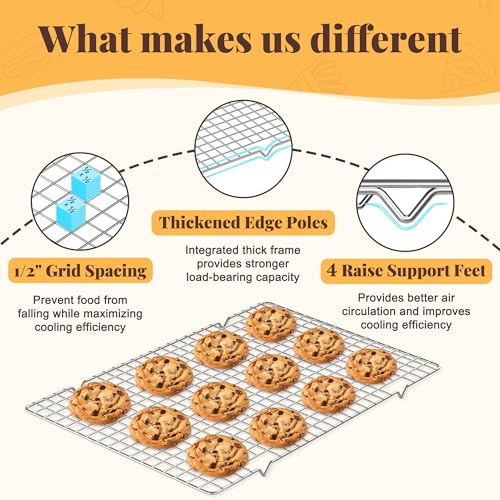 Stainless Steel Cooling Racks - 2 Pack 10" x 16" for Baking & Grilling