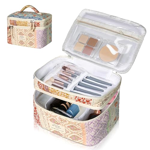 Gosect Floral Makeup Bag - Large Capacity Travel Organizer