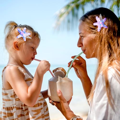 Amabro Glitter Starfish Hair Clips Set - 6 Pcs for Women & Girls