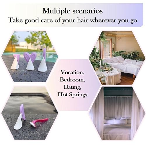 Munyee Hua Intimate Pube Hair Trimmer Set for Women with 7 Shapes, 3 Handy Razors, a Silk Storage Bag - Easy Operate Bikini Grooming Tool,Pubic Care Removal Scissors Accessories (7 pcs model set)