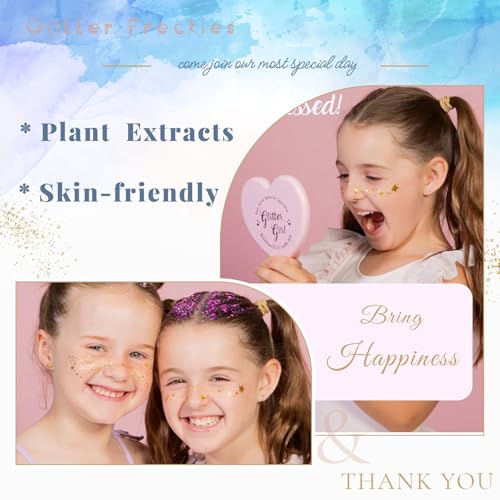 LOVLOV Halloween Glitter Freckles Face Tattoos - 12pcs Sparkle Temporary Makeup for Women & Girls