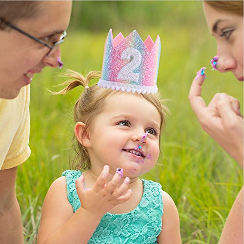 WAWUO Baby Rainbow Crown Hats - 2 Pack Birthday Photo Props