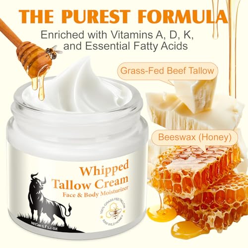 Beef Tallow & Honey Face & Body Moisturizer - Nourishing Anti-Aging Balm 60g
