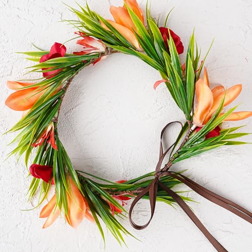 Hawaiian Flower Crown - Tropical Silk Floral Headband for Parties