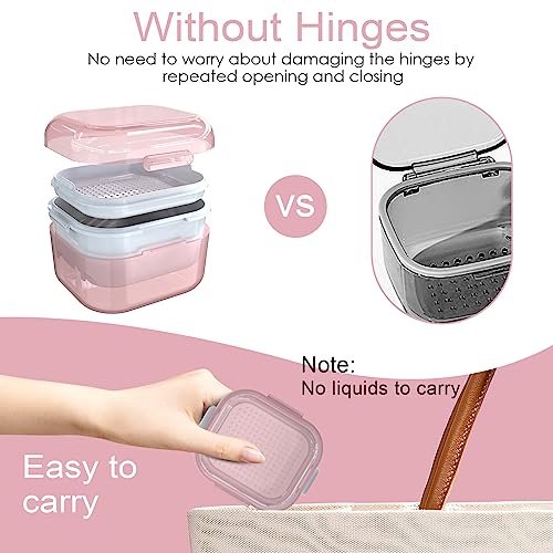 ARGOMAX Pink Denture Cup with Strainer & Tray - Open-Top Soaking & Rinsing