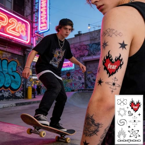 Y2K Aesthetic Temporary Tattoos Set - 10 Sheets Waterproof Stickers