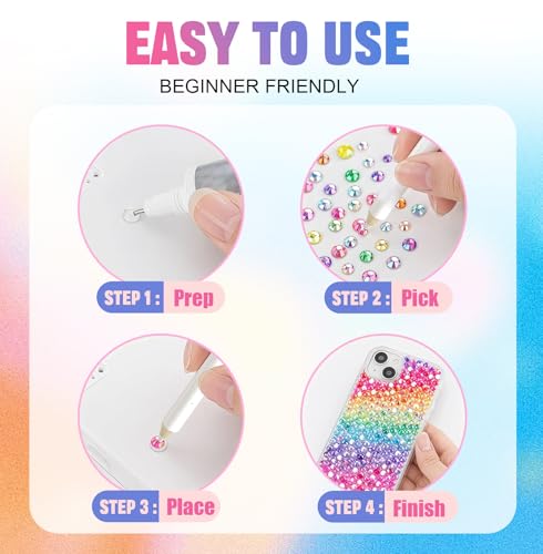 RoseFlower 48,000 Pcs 3mm Resin Rhinestones Bedazzle Kit - 48 Colors B