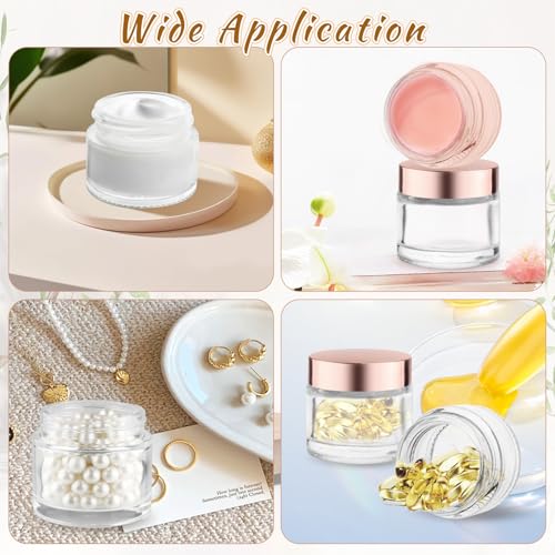 Cositina 12-Piece 60g Glass Cosmetic Jars with Rose Gold Lids - Refillable