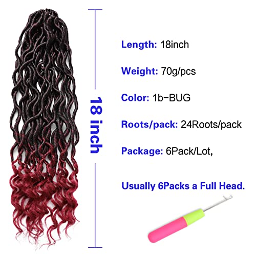 Violet Goddess Locs Crochet Hair 18in 1B 6 Packs Pre-Looped Faux Locs Curly Ends