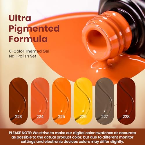 Beetles Fall Gel Polish Set - 6 Autumn Colors for Nail Art