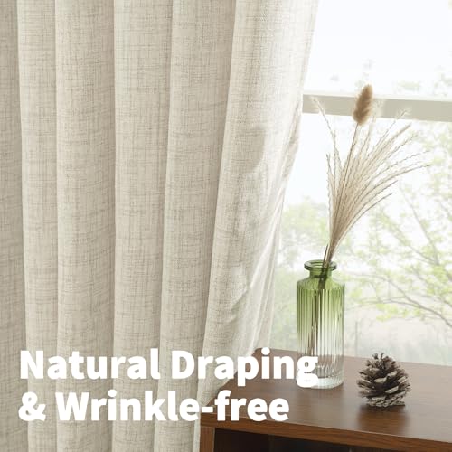 YoungsTex 2 Panel Linen Kitchen Curtains, 40 Inch Length, Light Filtering with Bronze Grommets