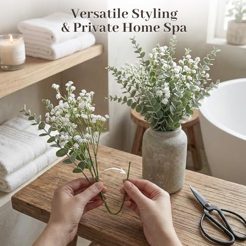 DomeStar 20PCS Artificial Baby's Breath & Eucalyptus Stems - Floral Arrangement for Home Decor & Wedding Centerpieces
