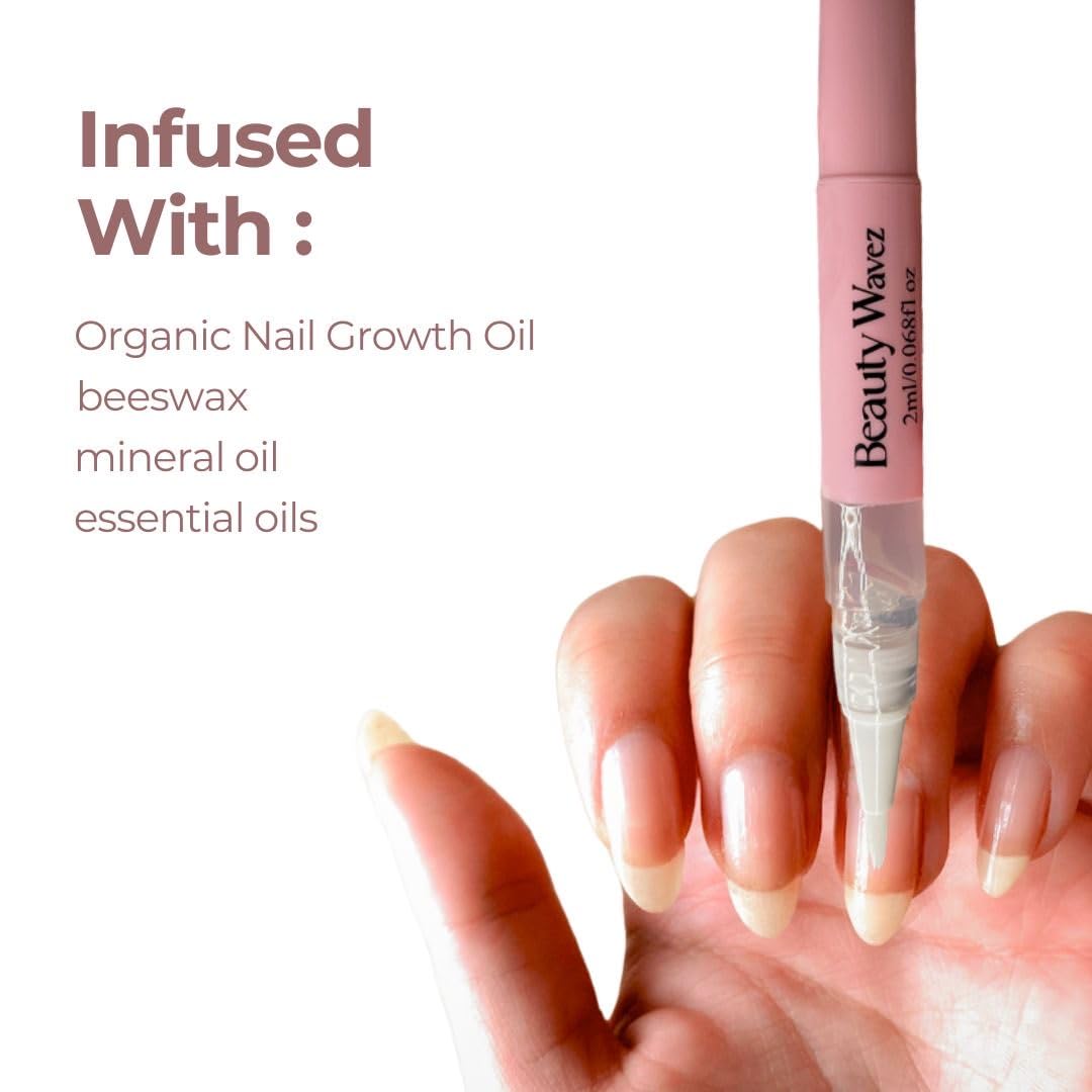 Nail Growth Oil Pen - BeautyWavez Vitamin E & Essential Oils for Brittle, Peeling Nails | 0.68 fl oz