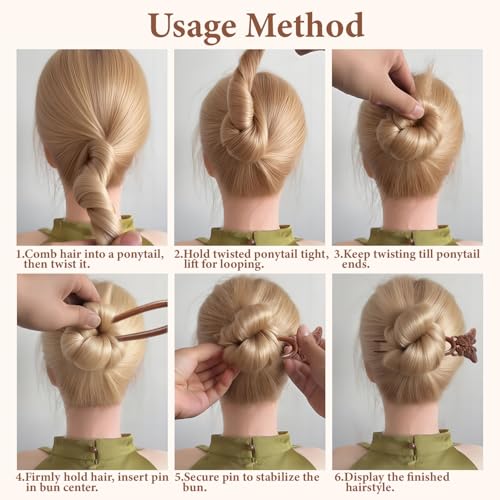 CUBACO Vivid Butterfly Wooden Hair Sticks for Elegant Updos - Handmade French Twist Hair Pins for Long Thick Hair Women